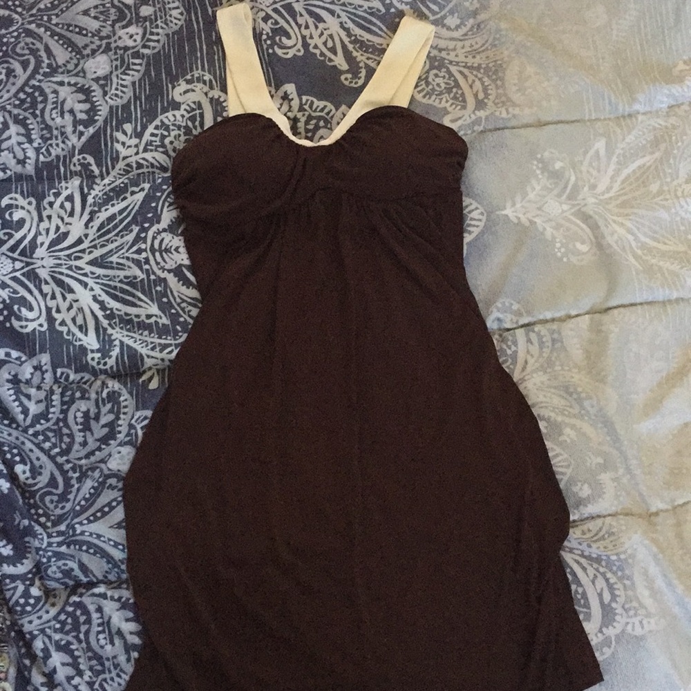 Brown and white dress